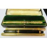 Two USA Patent pens, The Swan Pen New York (i.c) and an Army & Navy fountain pen