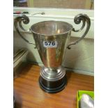 A silver two handled Challenge cup