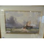 G. STAINTON - watercolour sailing boats in rough sea