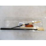 An amber and gold cigarette holder, 1930's cigarette holder, porcupine quill and letter opener