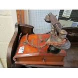 An antique telephone brass and Bakelite with a wooden base, made in Britain by Sterling