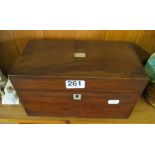 A 19th Century mahogany tea caddy with glass mixing bowl.