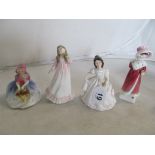 Four small Royal Doulton figures Monica, Amanda, Sophie and Flowers for Mother