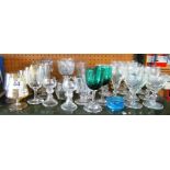 A suite of glasses etched grapes and others