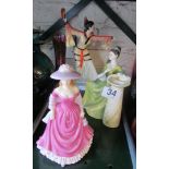 Three Royal Doulton figures; Chinese Fan Dance, Secret Thoughts and Summer Breeze