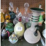 Various glass scent bottles, Mdina glass ware et cetera