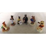 Six Royal Doulton Bunnykins figures World War II Collection; Sailor, Hornpiper, Fisherman (a/f),