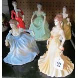 Five Coalport figures; Alice, Henrietta, Josephine, Lisa and Beverley