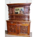 A stunning late Victorian oak mirror back sideboard, c.