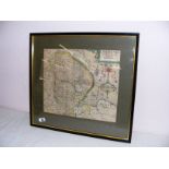 An antique map by Saxton of Lincolnshire, the map measuring 13.5" x 11.5", framed and glazed.