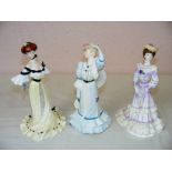 Three Coalport figurine including 'Beatrice at the garden party' 'Louisa at Ascot' & 'Alexandra at