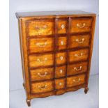 An attractive 20th century bow front five drawer chest of drawers measuring 39.5" wide.