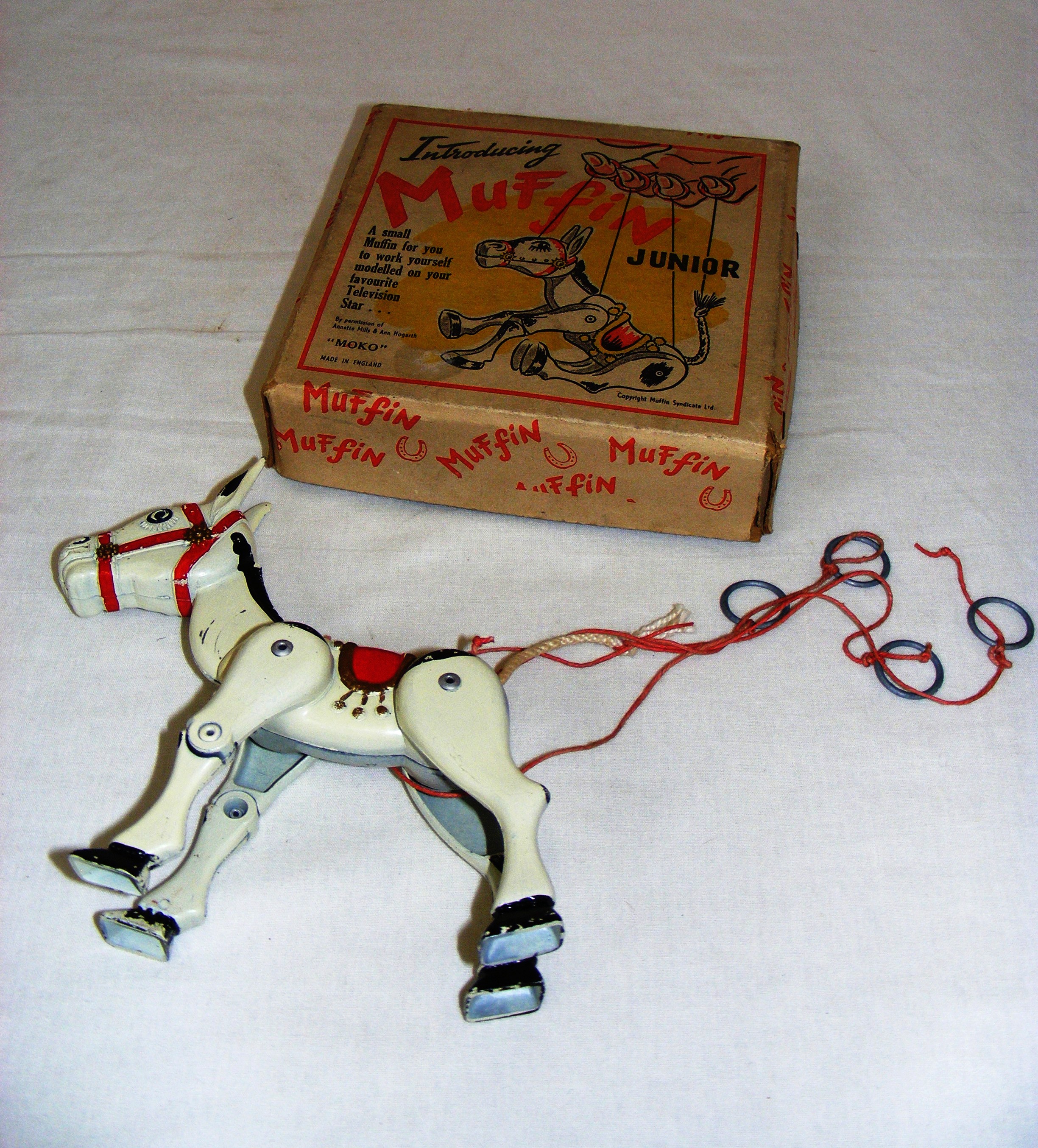 A 1950's Muffin the Mule Junior puppet in original box.