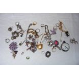 A tray of assorted including a Smiths pocket watch,