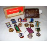 A collection of Masonic & Buffalo medals including associated paperwork, some silver gilt examples,