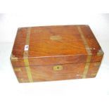 A 19th century mahogany writing slope with brass banding,