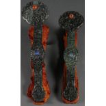 A PAIR OF CHINESE CARVED JADE RUYI SCEPTERS