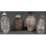 FOUR CHINESE CARVED SNUFF BOTTLES