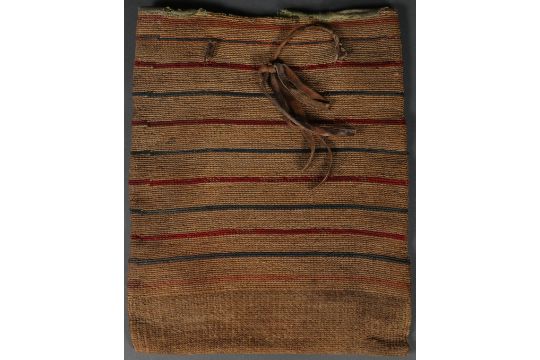 A TWINED CORN HUSK BAG, 1900