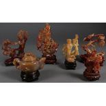 SIX CHINESE CARVED AGATE OBJECTS