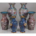 SIX CHINESE CLOISONNÉ ENAMEL VASES