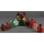 FIFTEEN CHINESE CARVED SNUFF BOTTLES