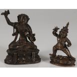 A PAIR OF SINO-TIBETAN BRONZE BUDDHIST DEITIES