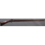 A LONG FULL STOCK FLINTLOCK FOWLER, EUROPEAN