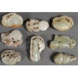 8 CHINESE CARVED JADE PENDANTS, QING DYNASTY