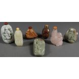 SEVEN CHINESE CARVED SNUFF BOTTLES