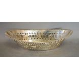 An Edwardian Silver Large Oval Basket of Pierced Form, Birmingham 1904, 5 ozs,