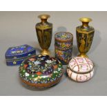 Three Cloisonne Enamel Decorated Boxes and Covers,