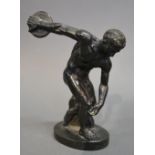 A 19th Century Patinated Bronze Small Figure in the form of an Athlete with Discus,