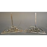 A Pair of Victorian Silver Menu Holders of Pierced Ribbon Form