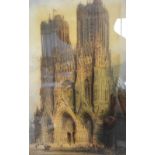 After James Alphege Brewer, 1909 - 1938, England THE WEST FRONT OF RHEIMS CATHEDRAL Etching,