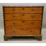 A George II Burr Walnut and Oak Chest,