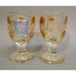 A Pair of Bohemian Glass Goblets with engraved decoration,