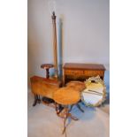 A Mahogany Lamp Standard together with other items to include a Torchere,