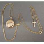 A 9ct. Gold Crucifix Pendant with 9ct. Gold Linked Chain, together with a Gold Locket with 18ct.