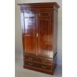 An Edwardian Mahogany Satinwood Inlaid Wardrobe by Maple & Co.