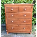 A Victorian Mahogany Straight Front Chest of two short and three long drawers raised upon low
