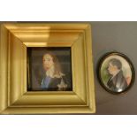A Small 19th Century Portrait Miniature of a Gentleman in Period Dress together with another