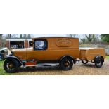 A 1925 Bull Nose Morris Van and Trailer, registration UM4926,