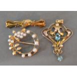A 9ct. Gold Pearl Set Brooch together with a 9ct.