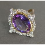 A Gold, Diamond and Amethyst Dress Ring,