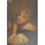 After Jean Baptiste Greuze GIRL WITH FOLDED HANDS Oil on oak panel,