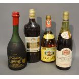 One Bottle Napoleons Cognac Comte Joseph together with three other bottles of Wine