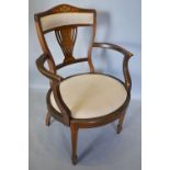 An Edwardian Mahogany and Marquetry Inlaid Drawing Room Chair