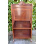 An Edwardian Mahogany Satinwood and Marquetry Inlaid Bureau with a fall front above a shelf