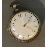 A George IV London Silver Pair Cased Pocket Watch with Arabic Numerals and with fusee movement by